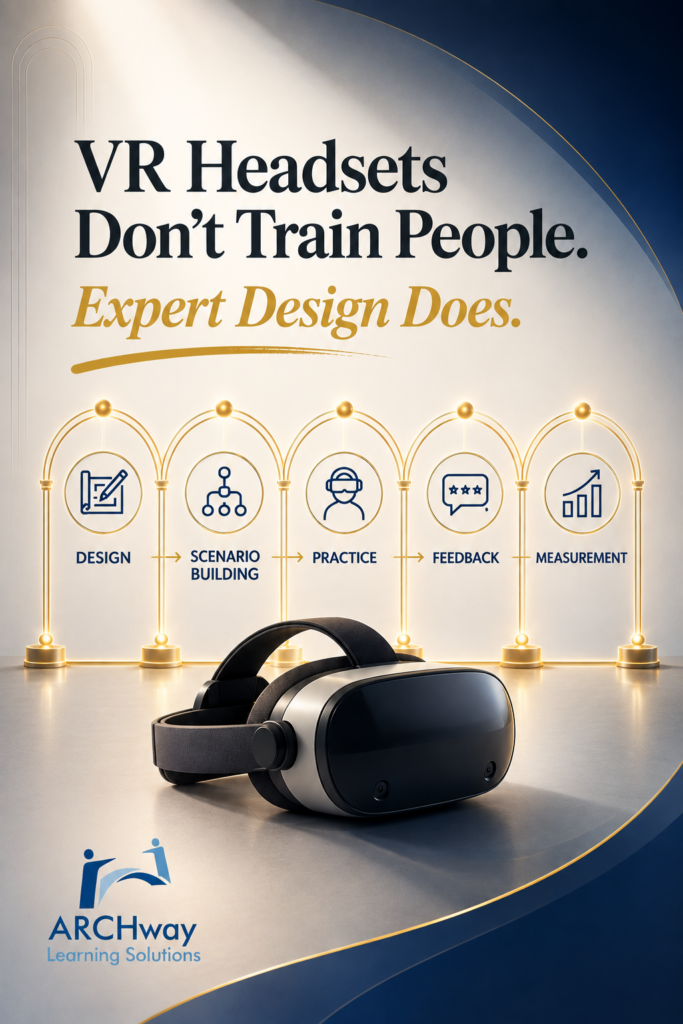 VR Headsets Don't Train People. Expert Design Does. - website banner